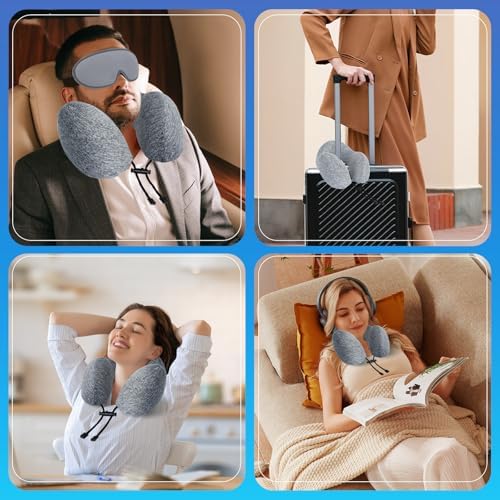 NLQS Airplane Travel Pillow Natural Latex Neck Support Gray