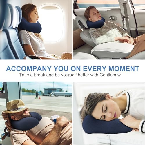 Gentlepaw Memory Foam Travel Pillow for Adults and Kids Cervical Neck Pillow for Car and Airplane