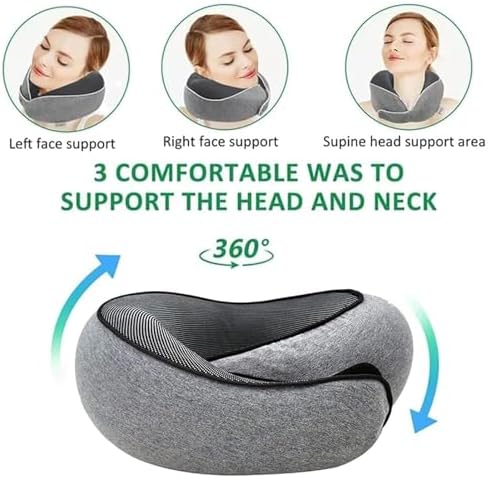 Memory Foam Travel Neck Pillow Perfect for Airplanes Offices Cars Black