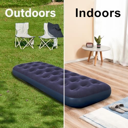 Durable Single-Sized Air Mattress with Pump for Camping and Home Use