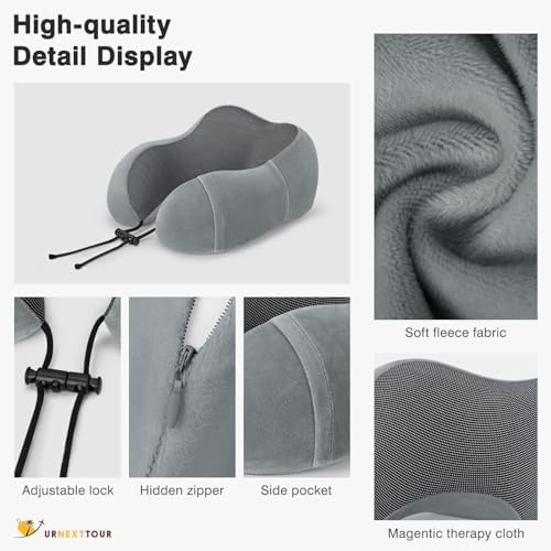 Airline Neck Pillow Set 3-Piece 360-Degree Memory Foam Pillow for Travel Car Plane Home Reduces Neck and Head Pressure