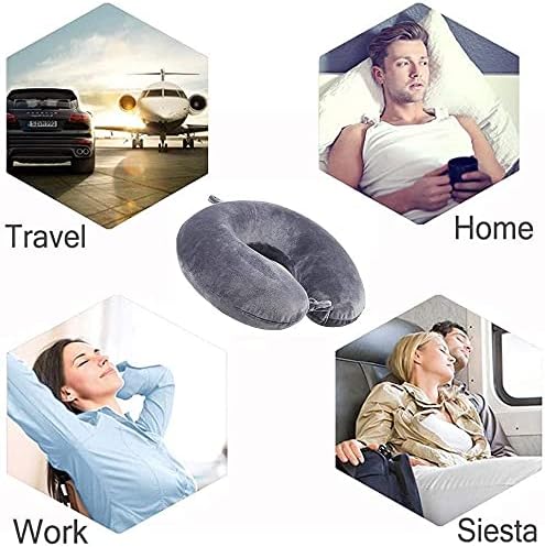 Memory Foam Travel Pillow - Adjustable Compact Lightweight Neck Pillow for Camping Car and Home Use