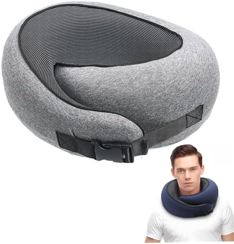 Unomor Travel Neck Support Pillow Memory Shaped for Airplane Train Car Comfort