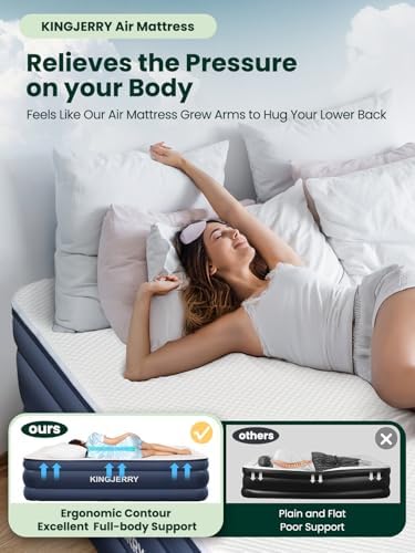 Soft and Cozy Luxury Air Mattress with Built-In Pump 900 lbs Support Easy to Inflate for Home Guests