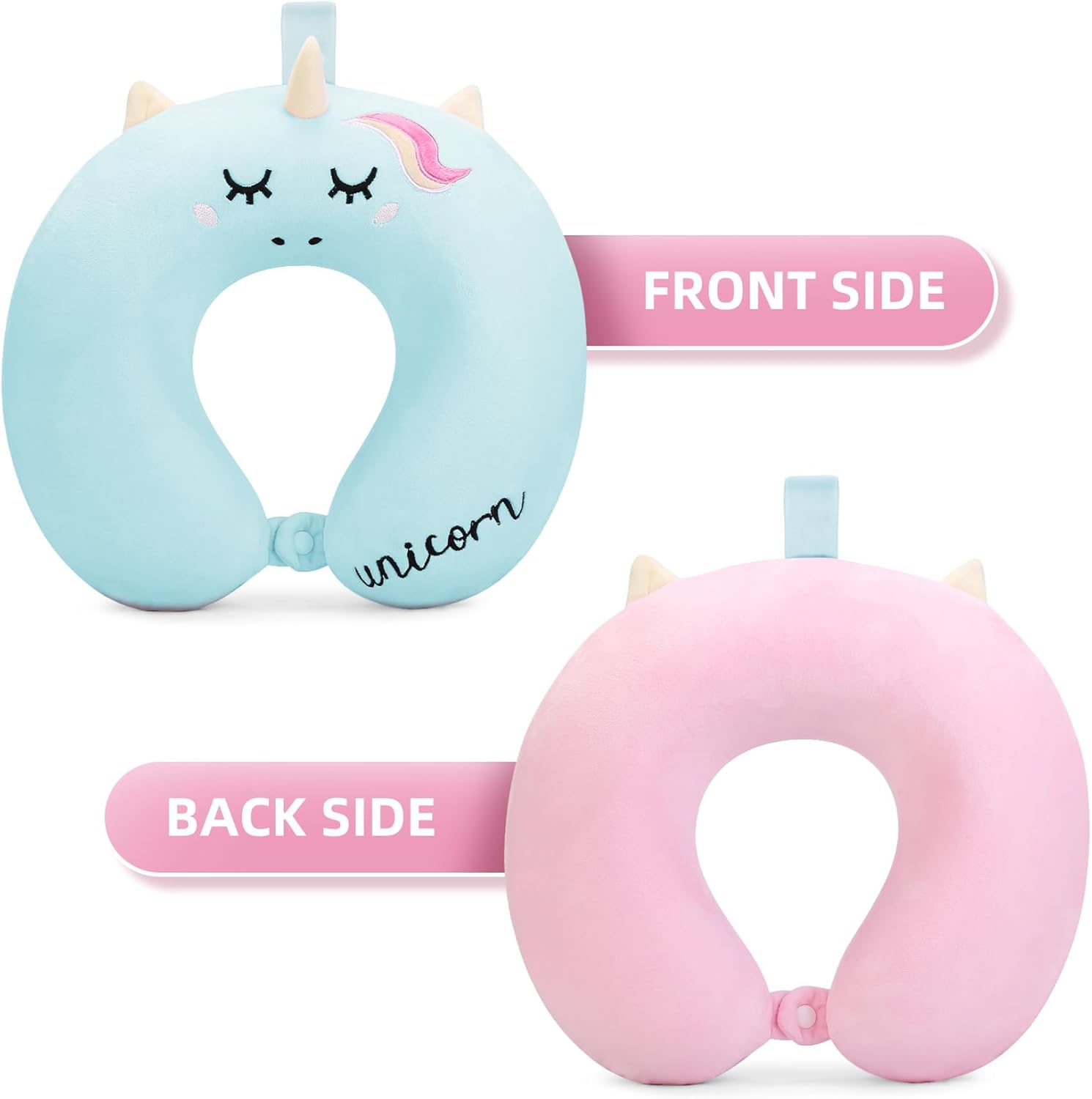 OBloved Memory Foam Toddler Neck Pillow with Unicorn Eye Mask for Travel