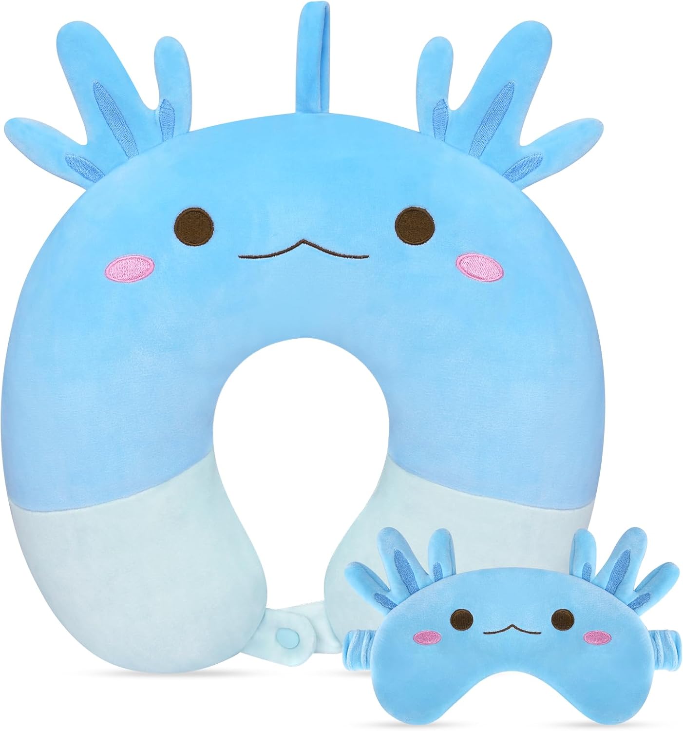 Axolotl Neck Pillow for Kids Teens Multi-functional Travel Pillow for Airplane Car Road Trip