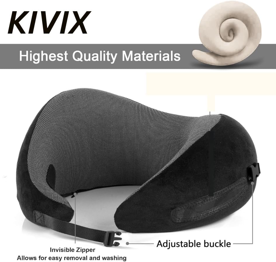 KIVIX 2025 Updated Travel Pillow for Airplanes - Neck Support and Comfort