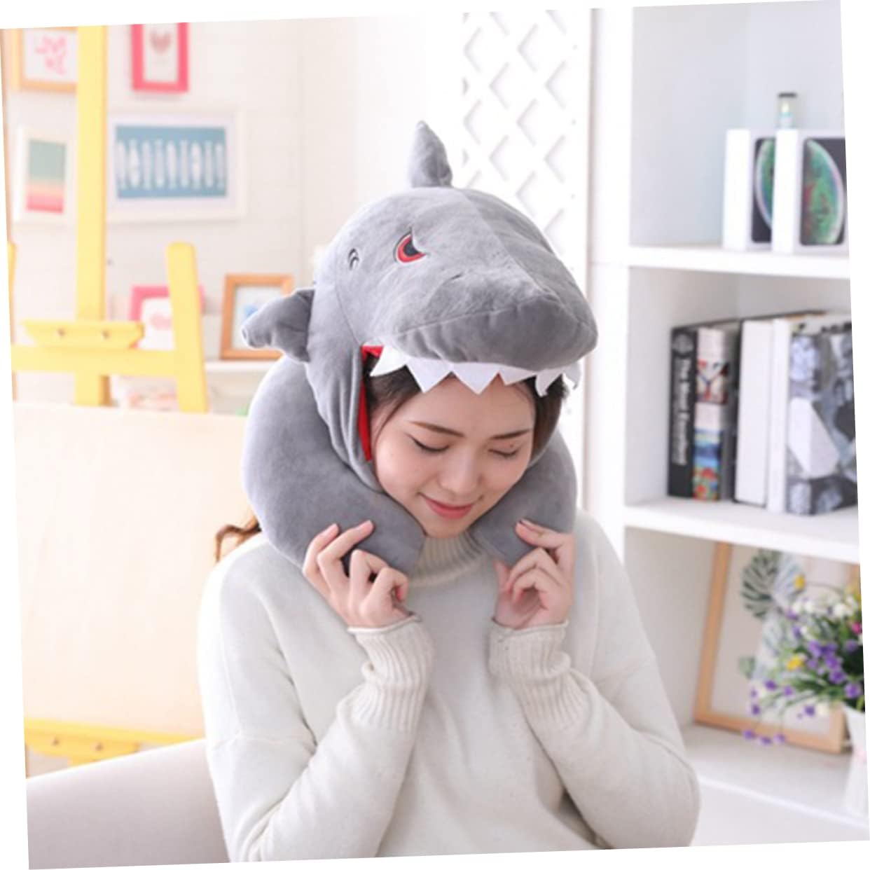Shark Head Travel Pillow for Adults and Kids Unisex Perfect for Sleeping Wearing and Fun Parties