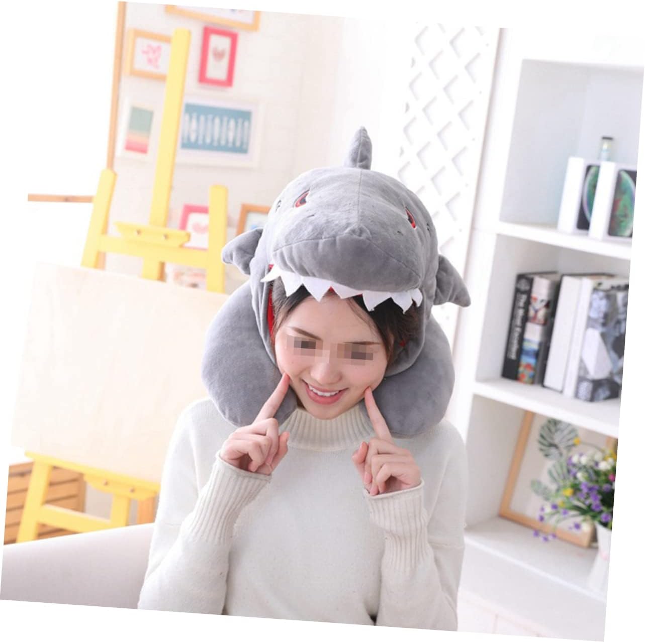 Shark Head Travel Pillow for Adults and Kids Unisex Perfect for Sleeping Wearing and Fun Parties