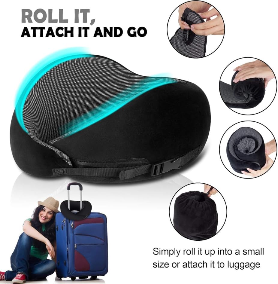 KIVIX 2025 Updated Travel Pillow for Airplanes - Neck Support and Comfort