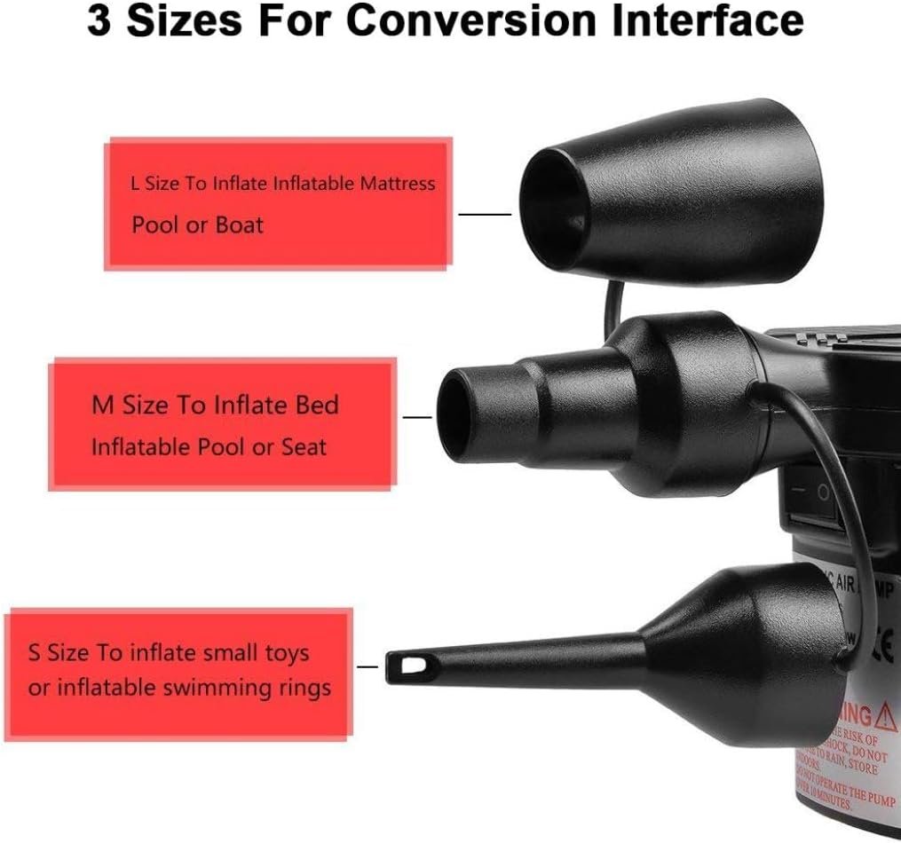 Electric Air Pump 2-in-1 with 3 Nozzles 230V 12V Multi-Freiburgger for Inflatable Mattresses Boats