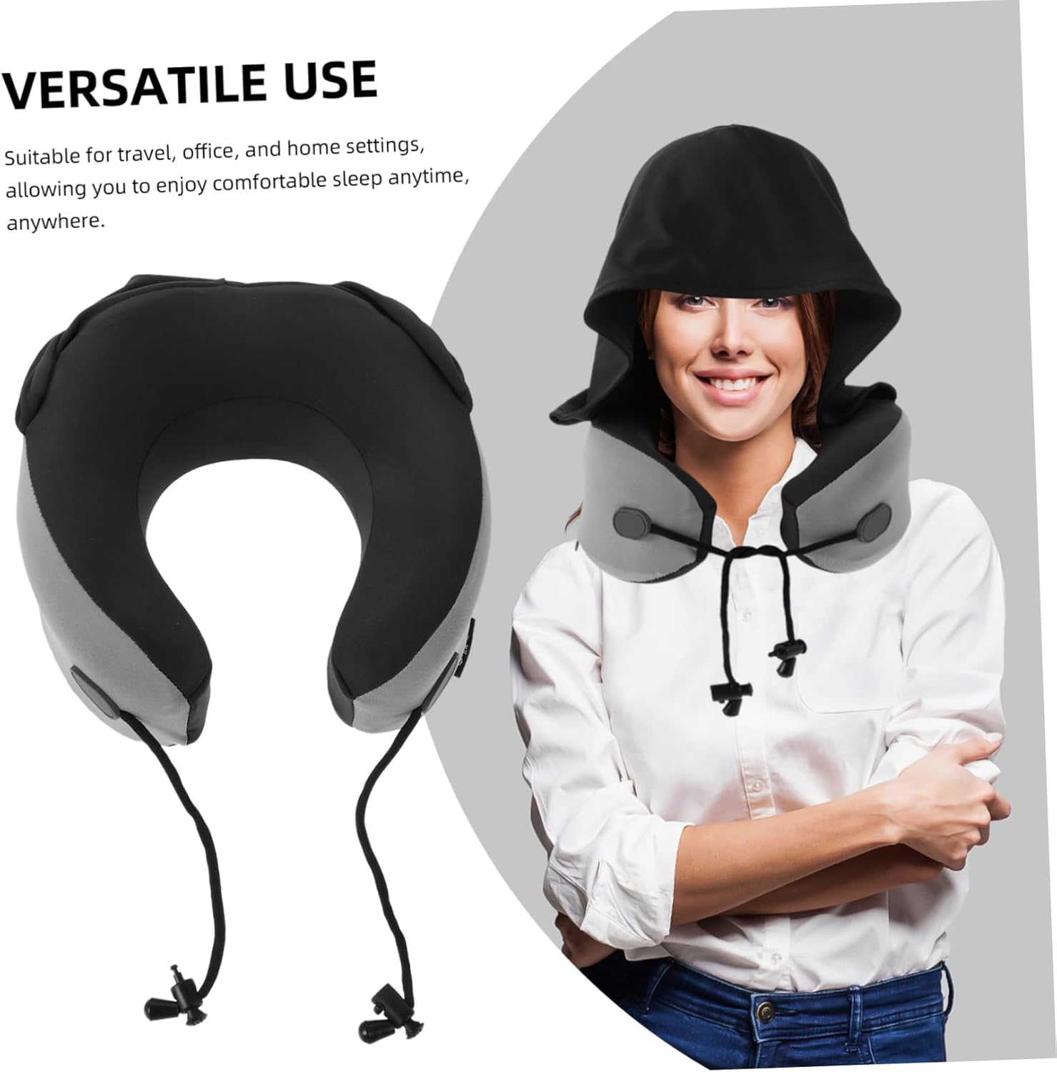 Garneck Travel Pillow - U-Shape Memory Foam Neck Support Pillow for Car Office and Sleep