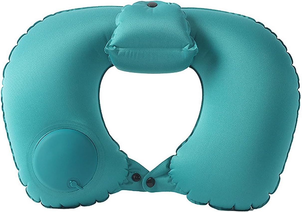 Inflatable Neck Pillow with Comfort for Travel and Easy Storage Green