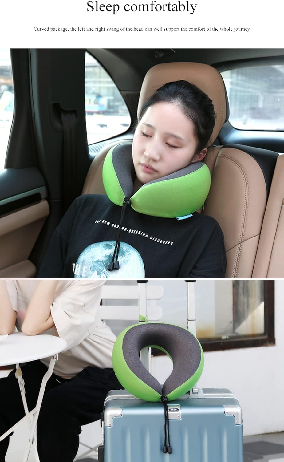 Neck and Head Support Pillow Stop Head from Falling Forward Memory Foam Travel Pillow for Airplane Train or Camp Use