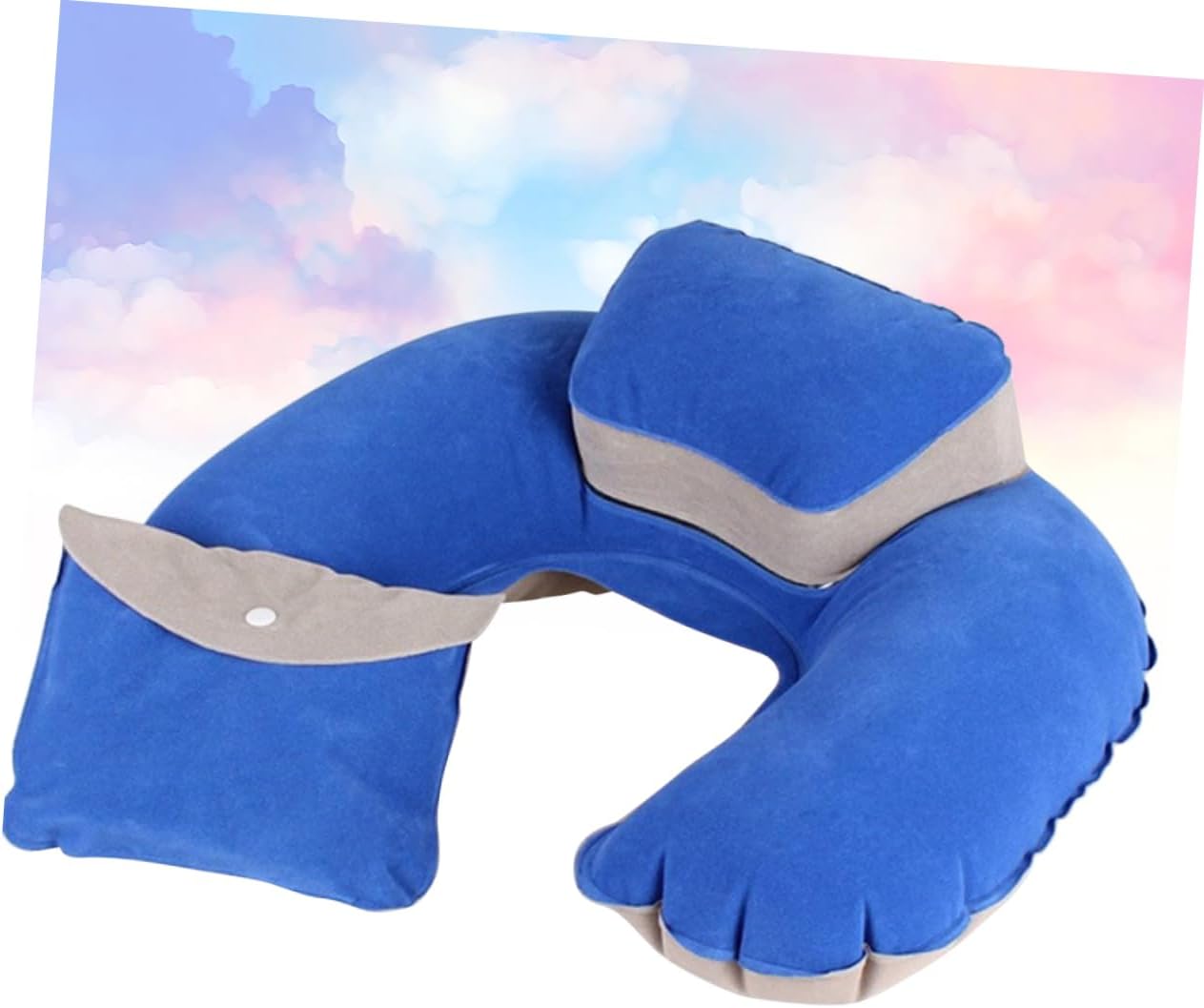 Romanisba Inflatable U-Shaped Travel Pillow With Earplugs For Neck Support Comfort