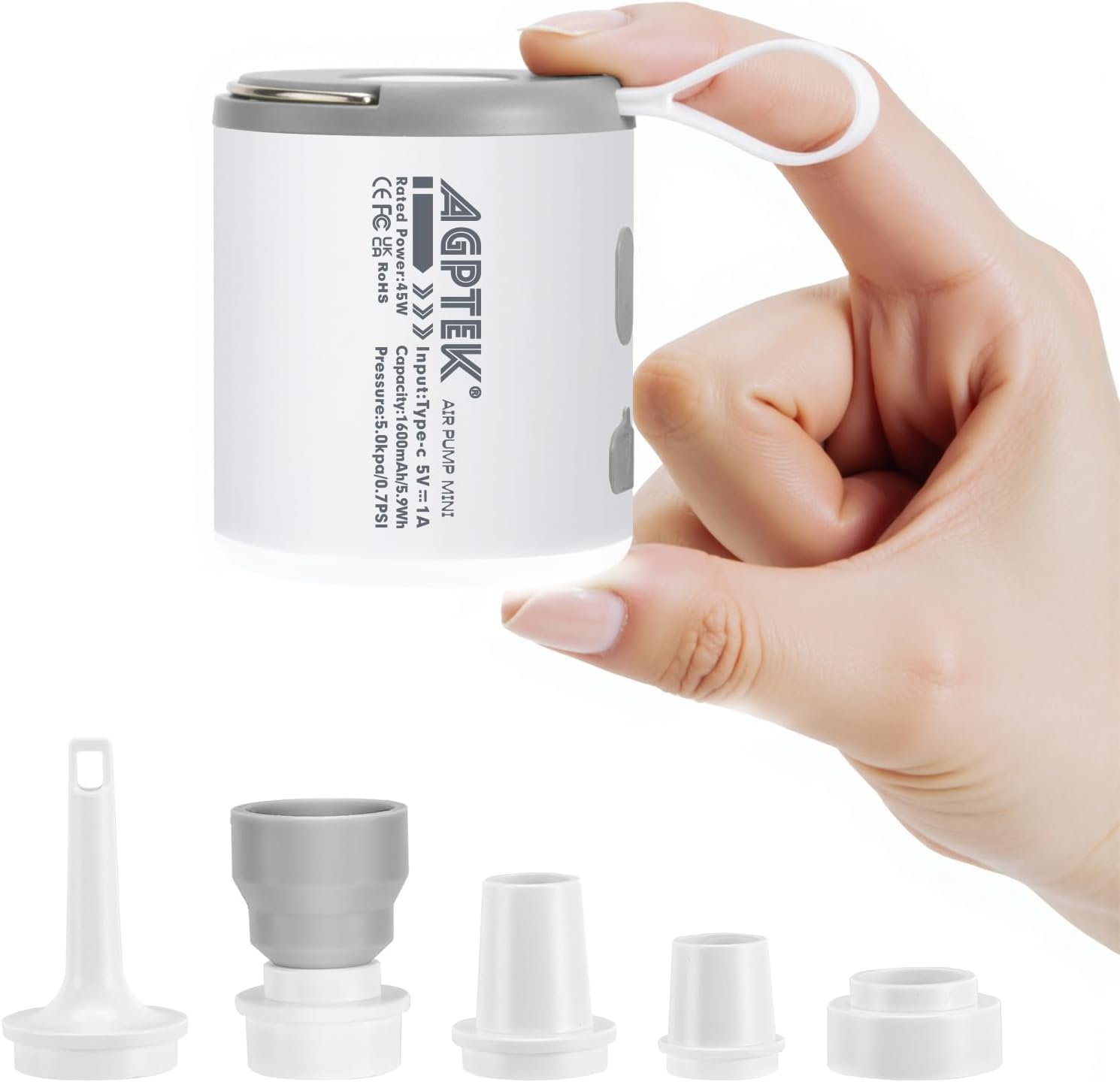 AGPTEK Mini Rechargeable Cordless Air Pump with LED Light for Camping Hiking and More