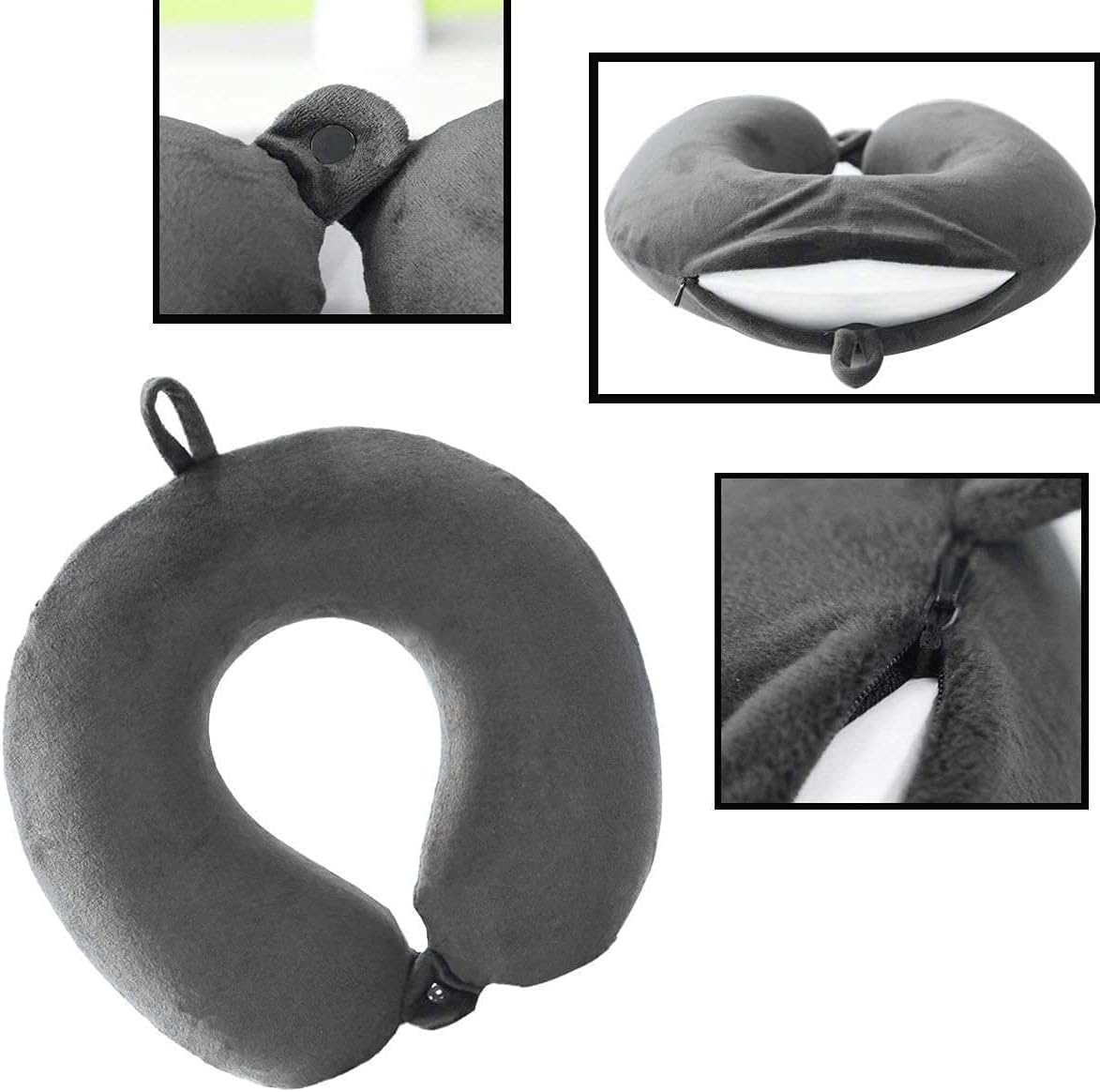 Memory Foam Travel Pillow - Adjustable Compact Lightweight Neck Pillow for Camping Car and Home Use