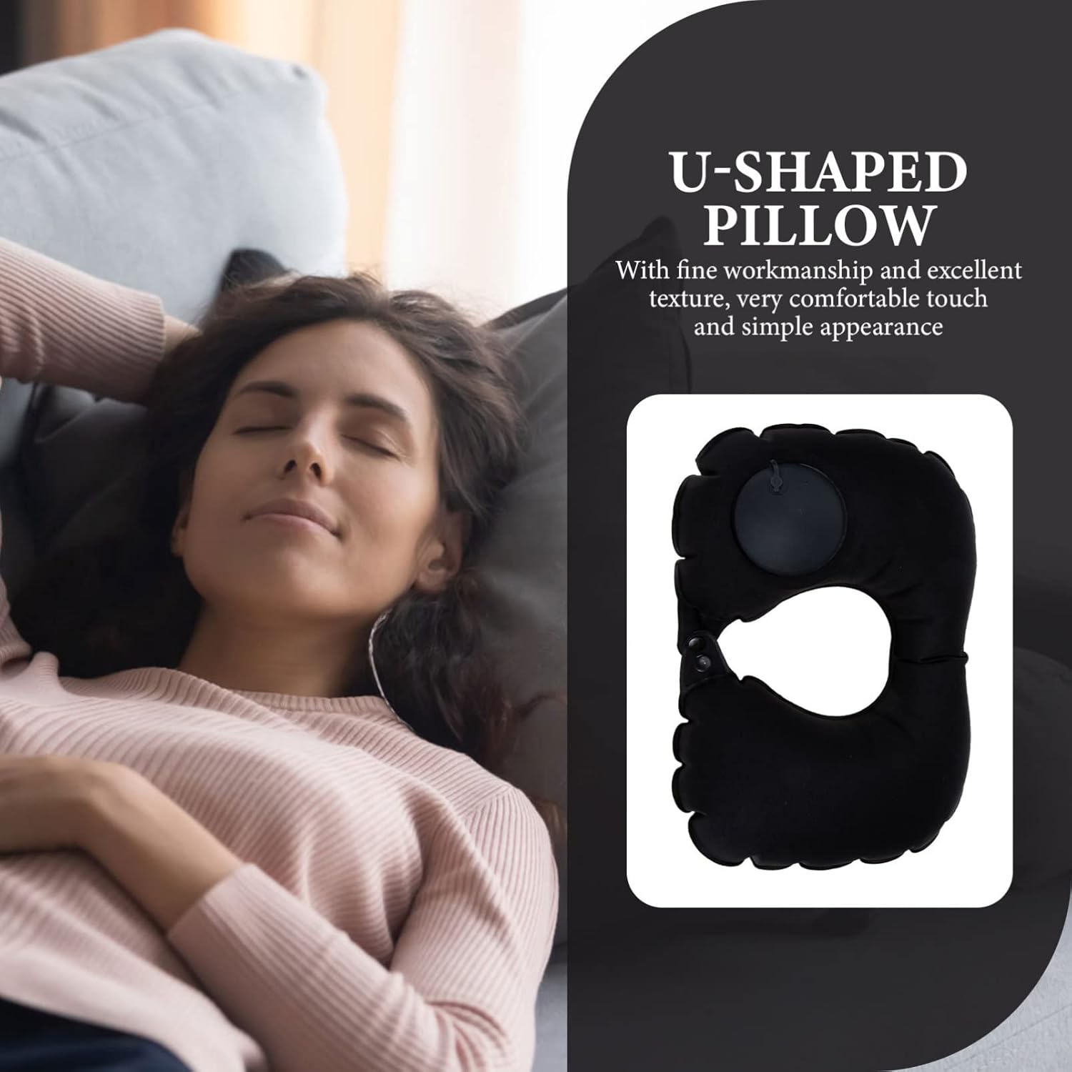 Portable Inflatable Travel Pillow Neck Support for Car Plane Office and Train