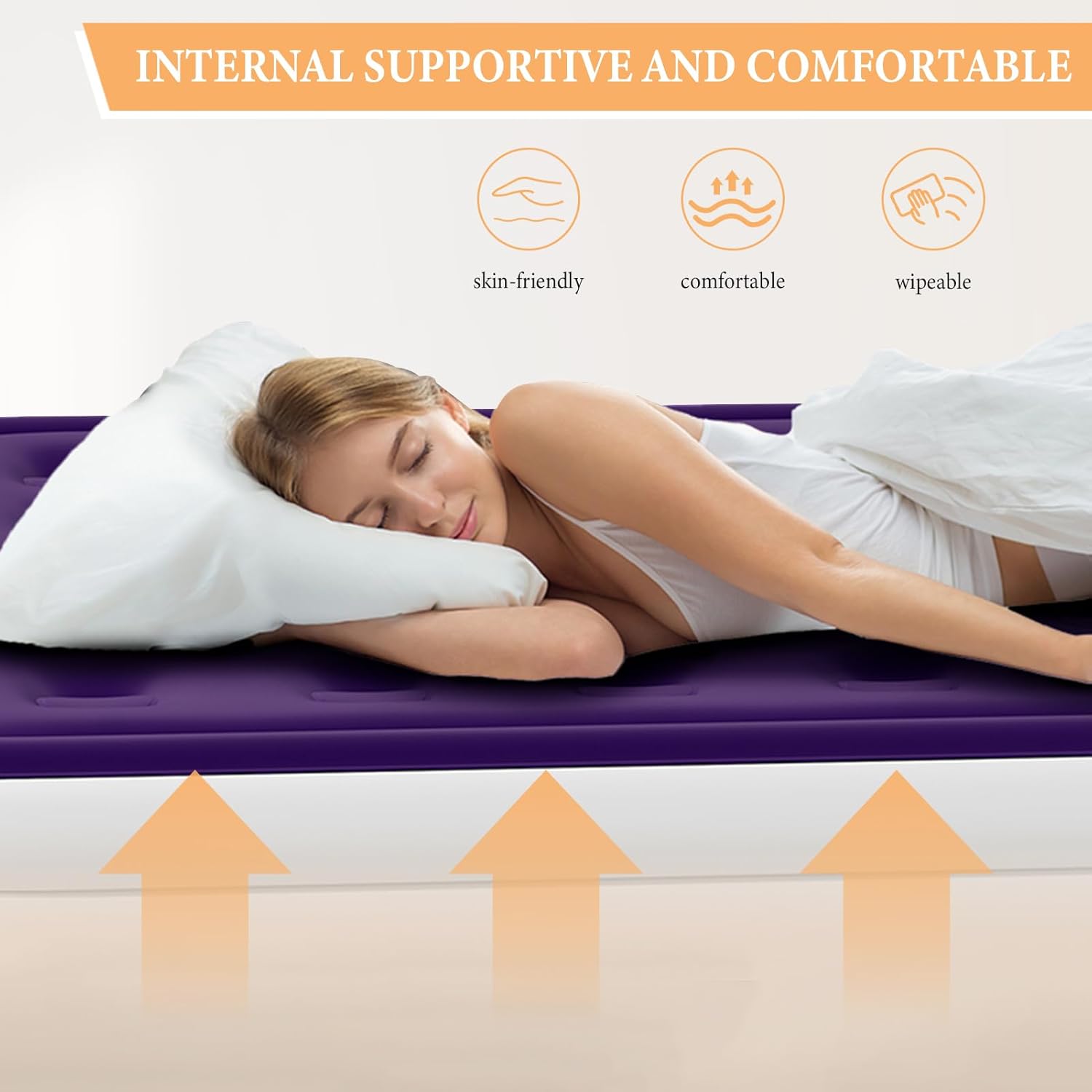 Queen Air Mattress with Built in Pump 18 Inch Velvet Top 3 Min Quick Inflation Waterproof 600 LB Capacity