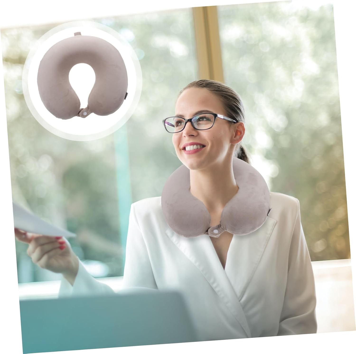 Cabilock Travel U-Shaped Pillow Soft Comfortable Neck Pillow for Long Trips