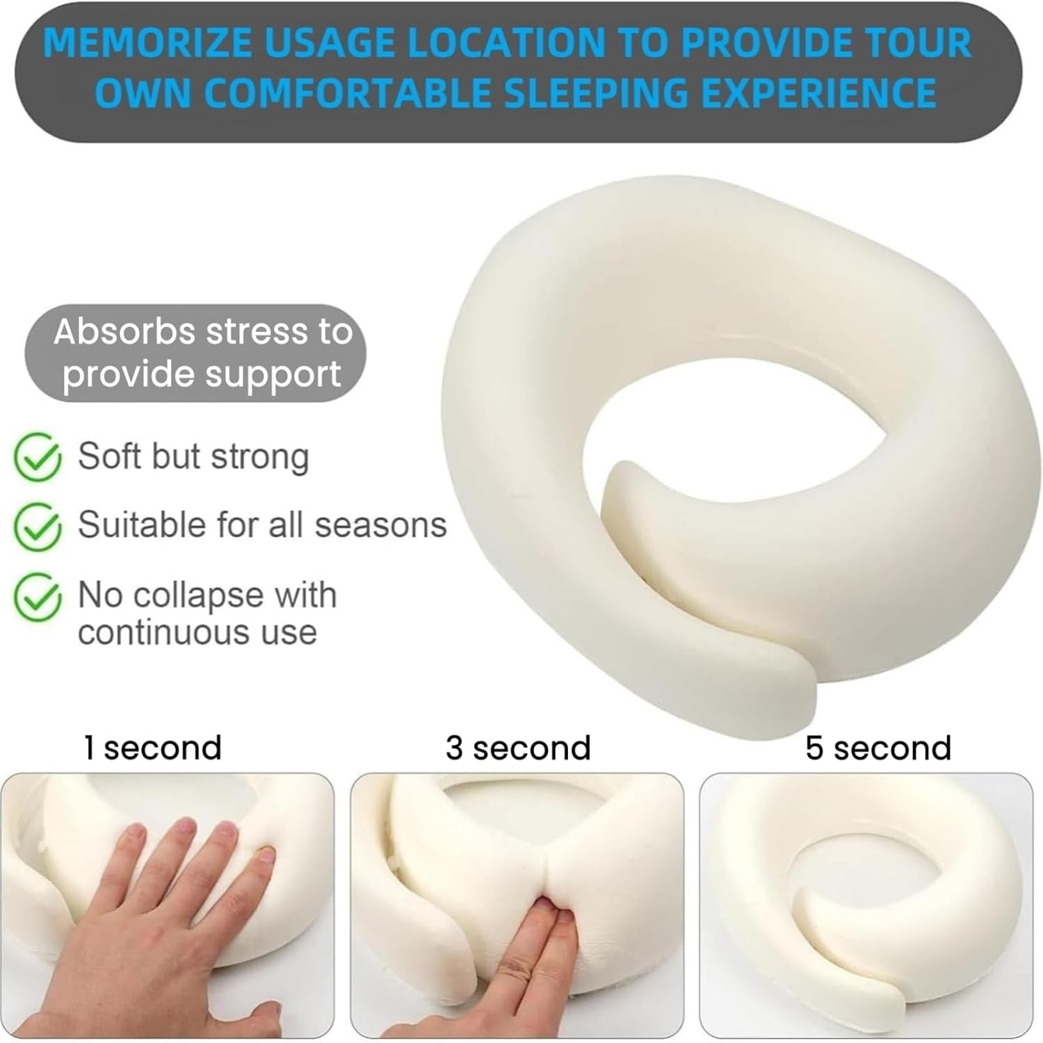 Travel Pillow for 360 Comfort Memory Foam Neck Pillow Ergonomic Design 2024 New Design