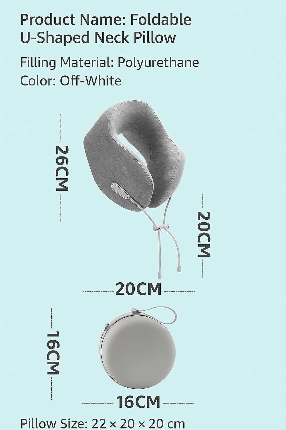 Ergonomic Airplane Neck Pillow with Washable Cover Compact TravelErgonomic Design 360 Support for Comfort