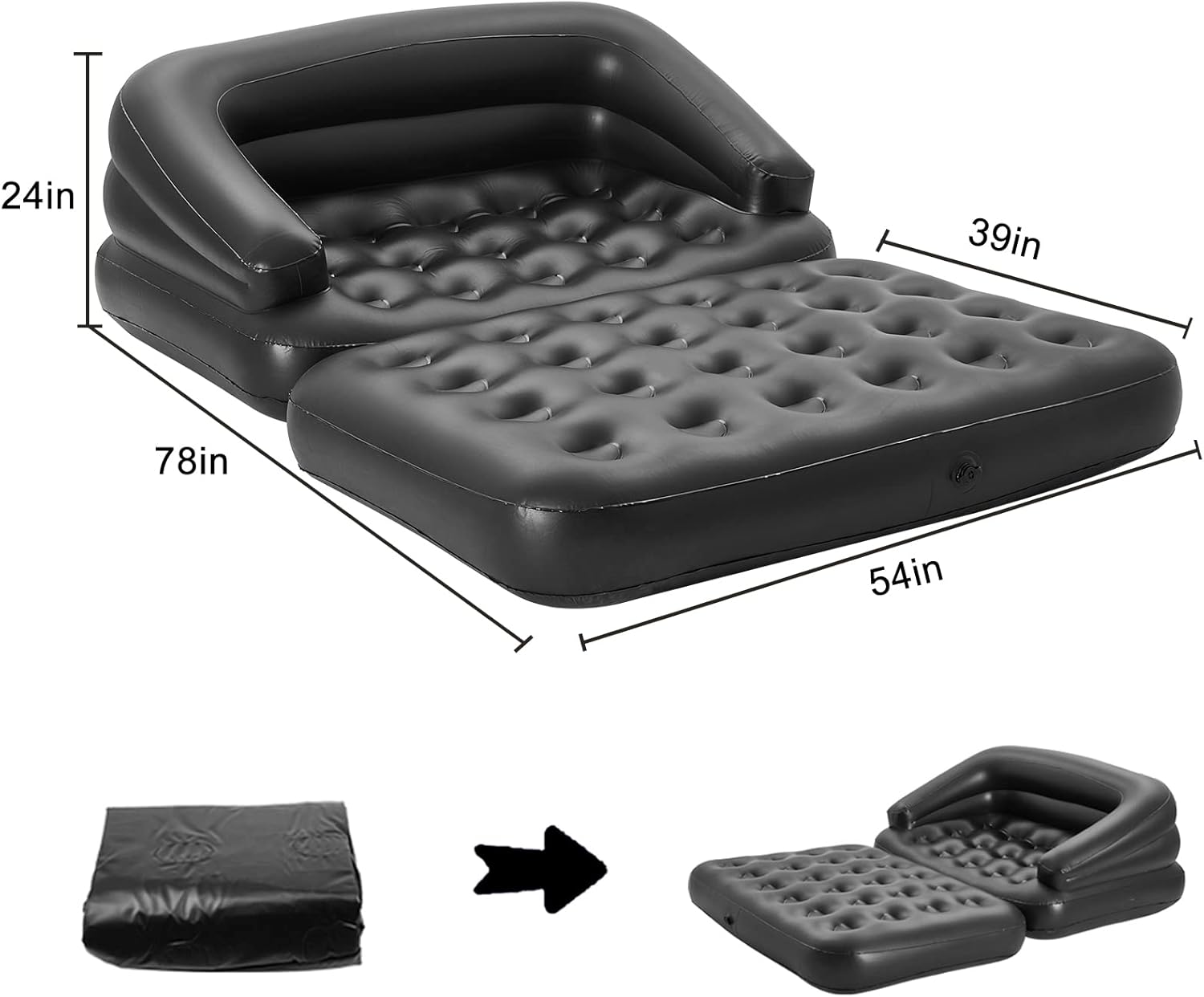 RAPTAVIS Inflatable Sofa Bed Full Size for Camping and Outdoor Use