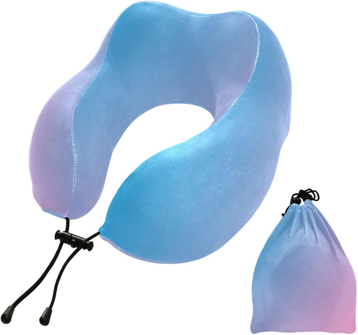 Memory Foam Travel Neck Pillow with Gradient Purple for Ergonomic Support