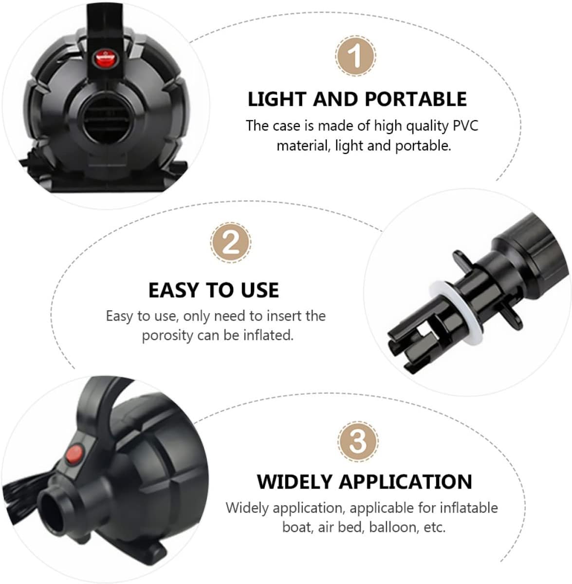 Quick Inflate Electric Air Compressor Pump with Multiple Nozzles for Boats Balloons More