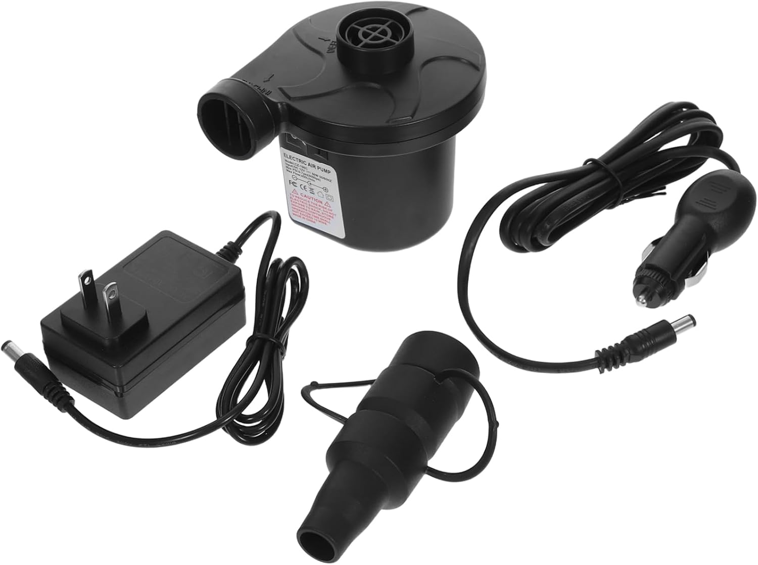 Zerodeko Compact Inflatable Mattress Inflator with Nozzles for Travel Pools Boats and Camping