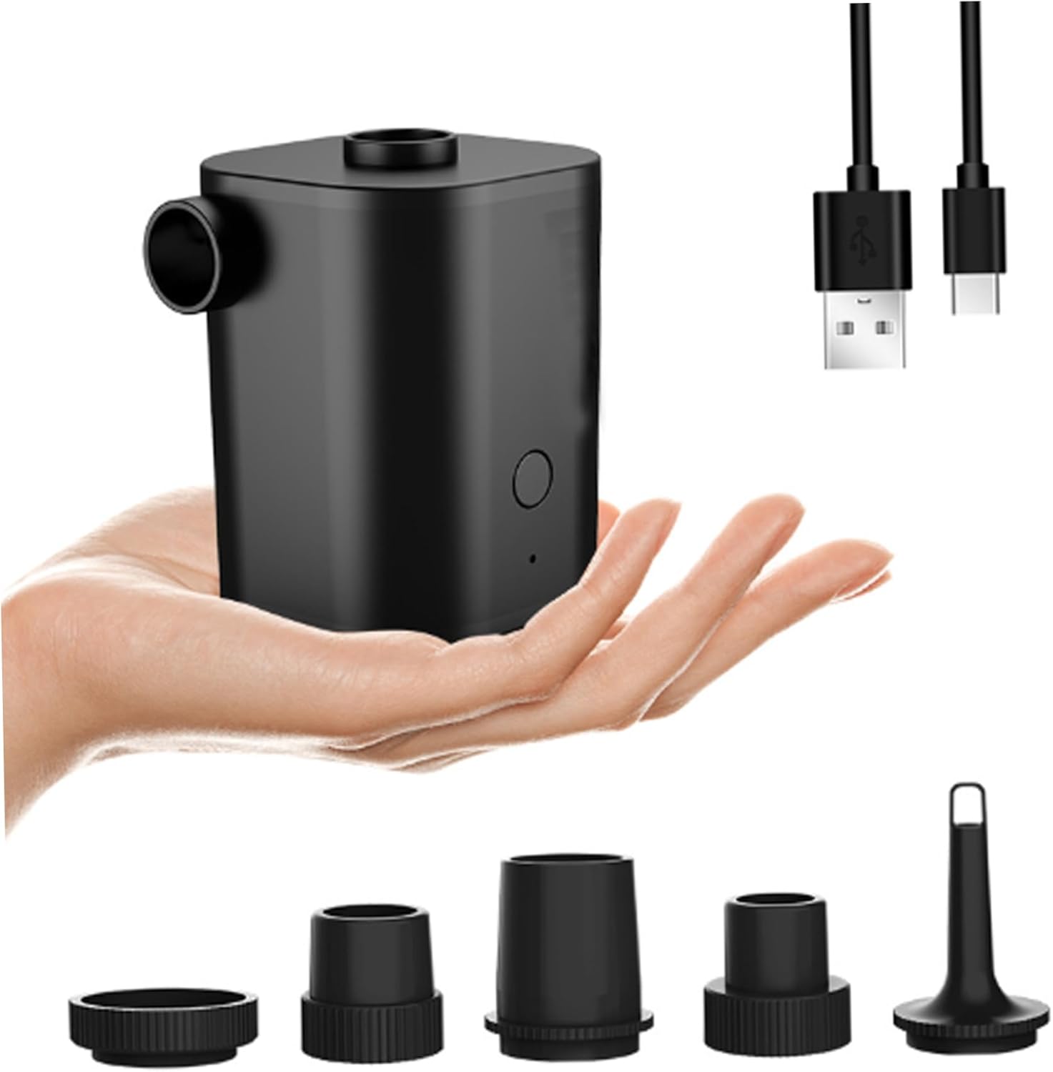 6-Piece 2-in-1 Air Pump Set with 5 Nozzles Rechargeable for Air Mattresses Pools More