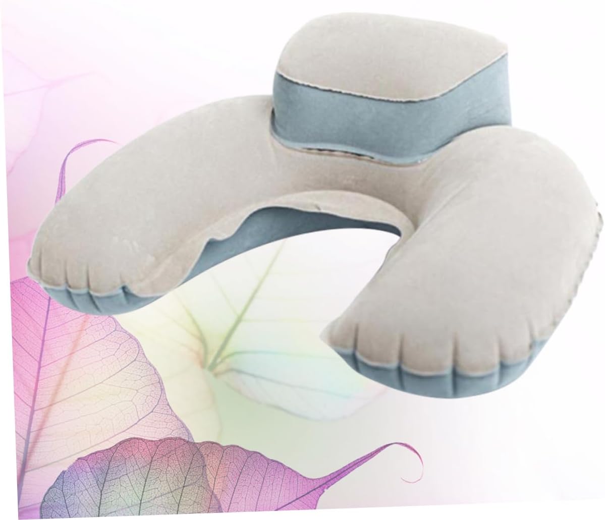 ERINGOGO Inflatable Nap Pillow with Earplug Grey for Memory Foam Travel Camping Outdoor U-Shaped