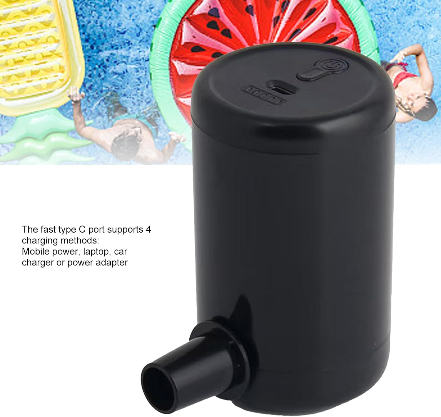 TOPINCN Portable Cordless Air Pump 2 Nozzles USB Rechargeable for Mattresses Pools