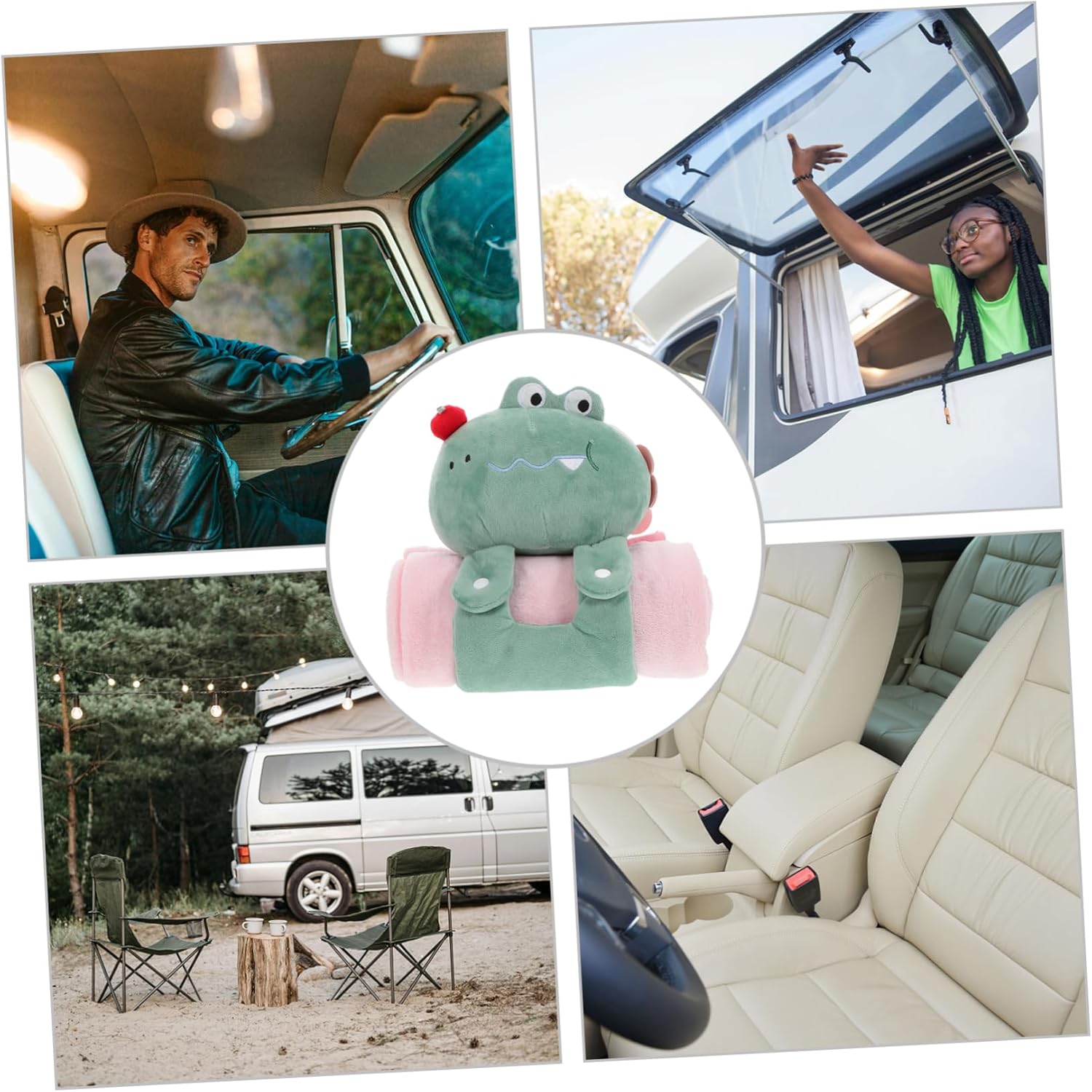 Milisten Foldable Cartoon Pillow and Blanket for Travel and Car