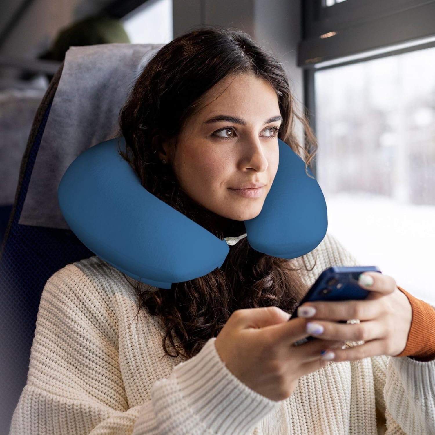 Ergonomic Travel Neck Pillow Memory Foam Neck Support for Airplane Car Plane Travel