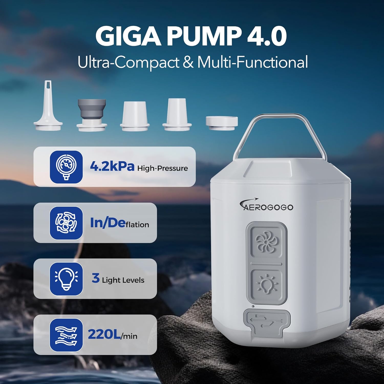 GIGA PUMP 40 Compact Powerful Portable Air Pump for Camping More