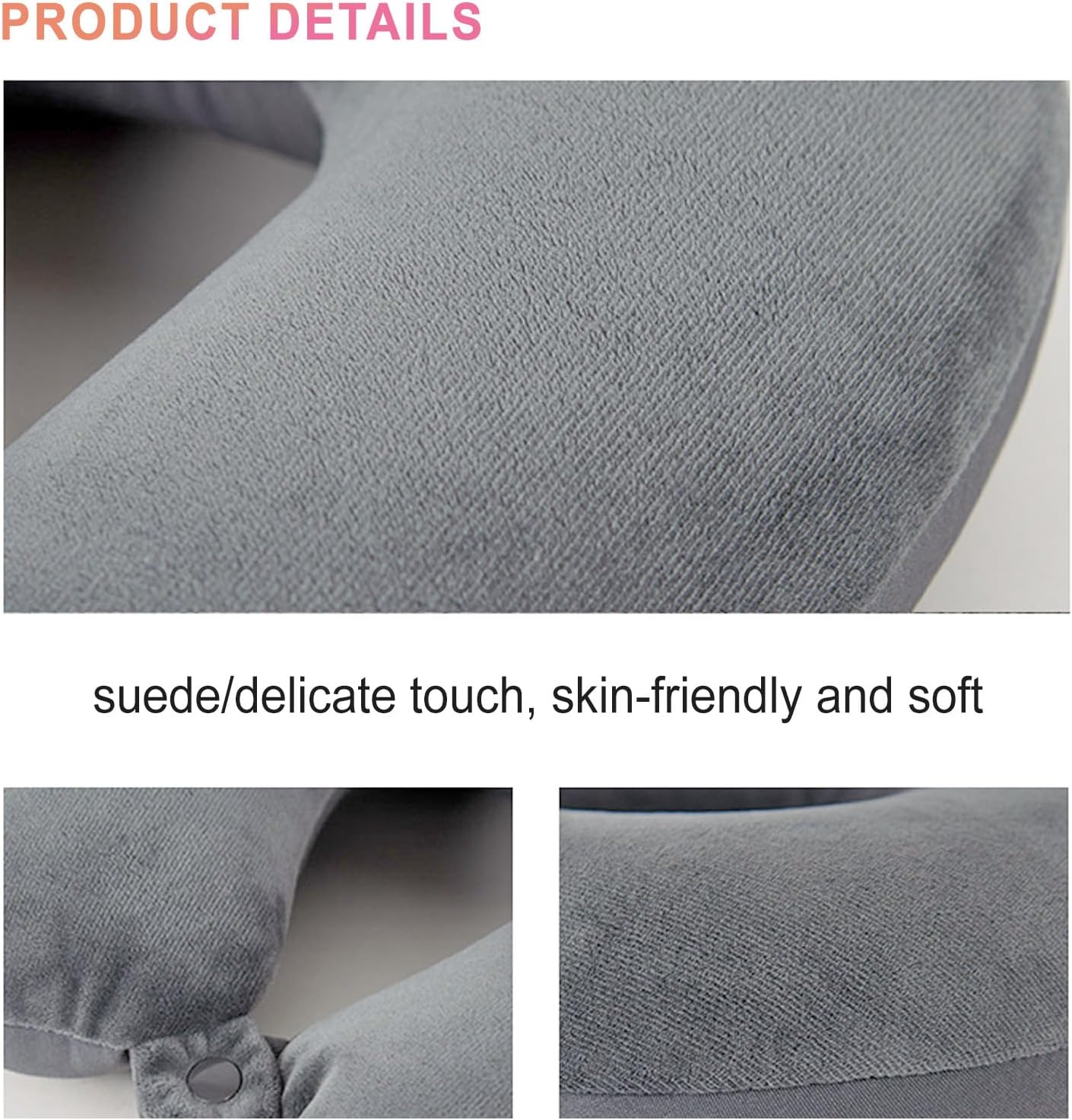 Nikou Memory Foam Travel Pillow for Airplanes Neck Support with Attachable Snap Strap and Washable Cover