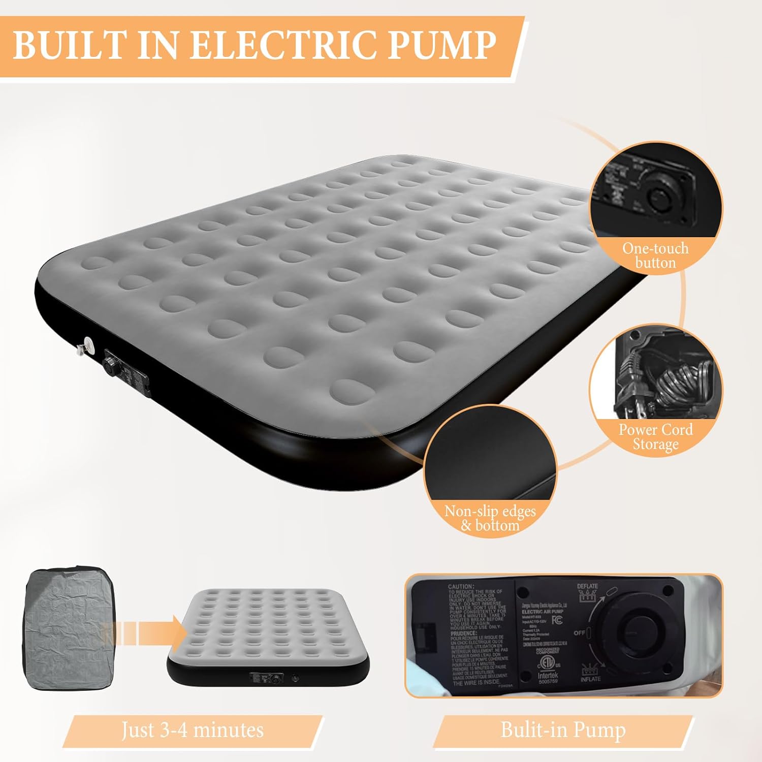 Queen Air Mattress with Built-In Pump - Inflatable Bed for Home Soft Velvet Top 10 Queen