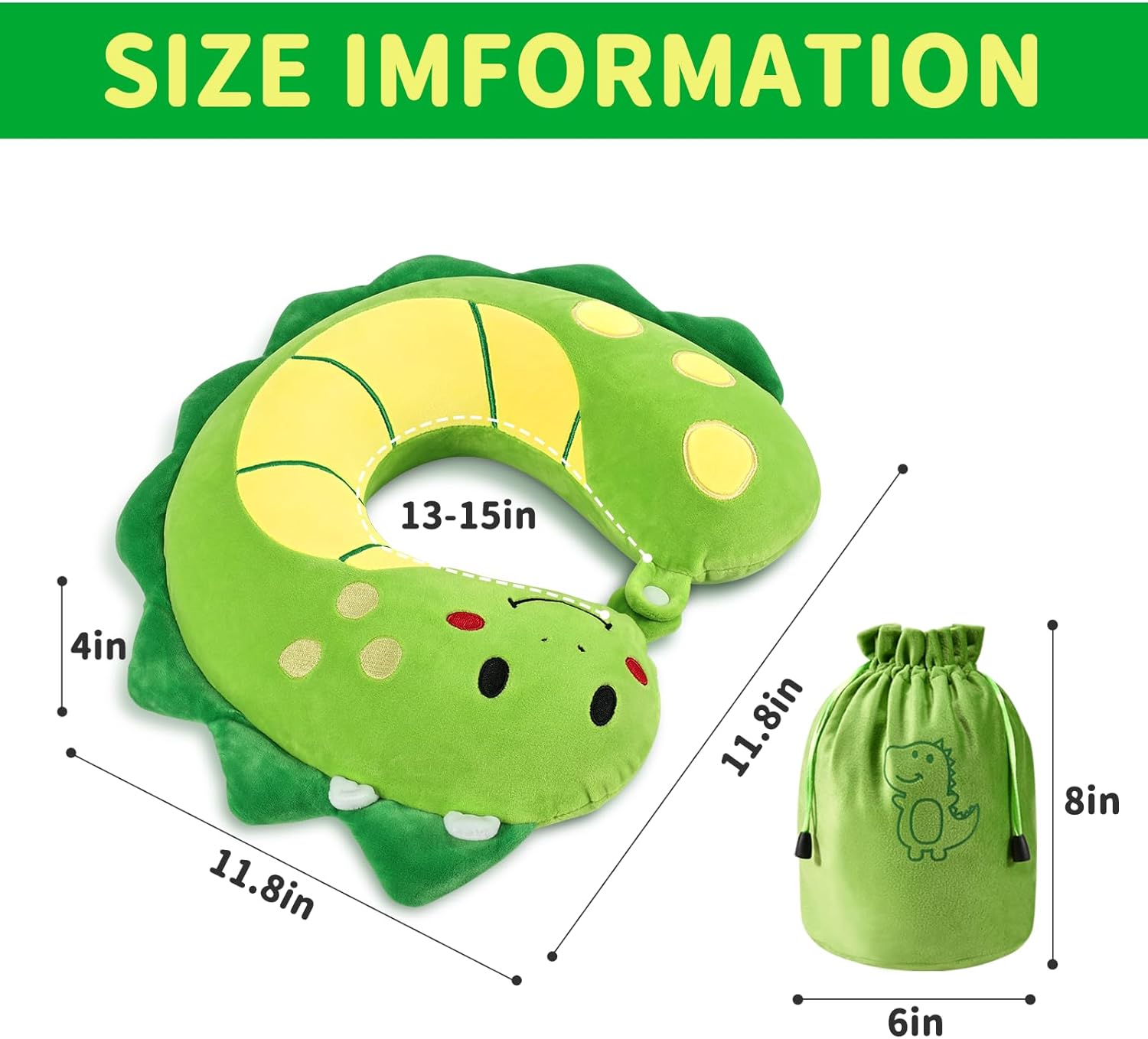 Dinosaur Travel Pillow for Kids with Memory Foam and Sleep Mask 1