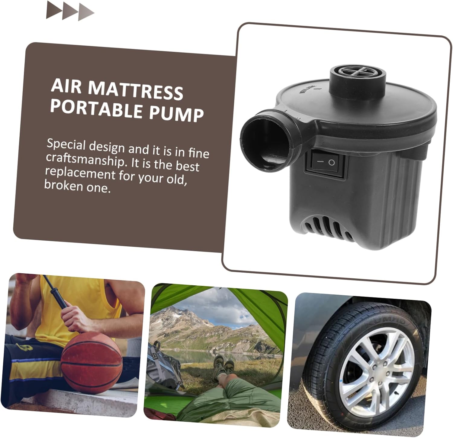 Alipis Electric Air Pump Portable Deflator for Air Mattress and Inflatable Couch