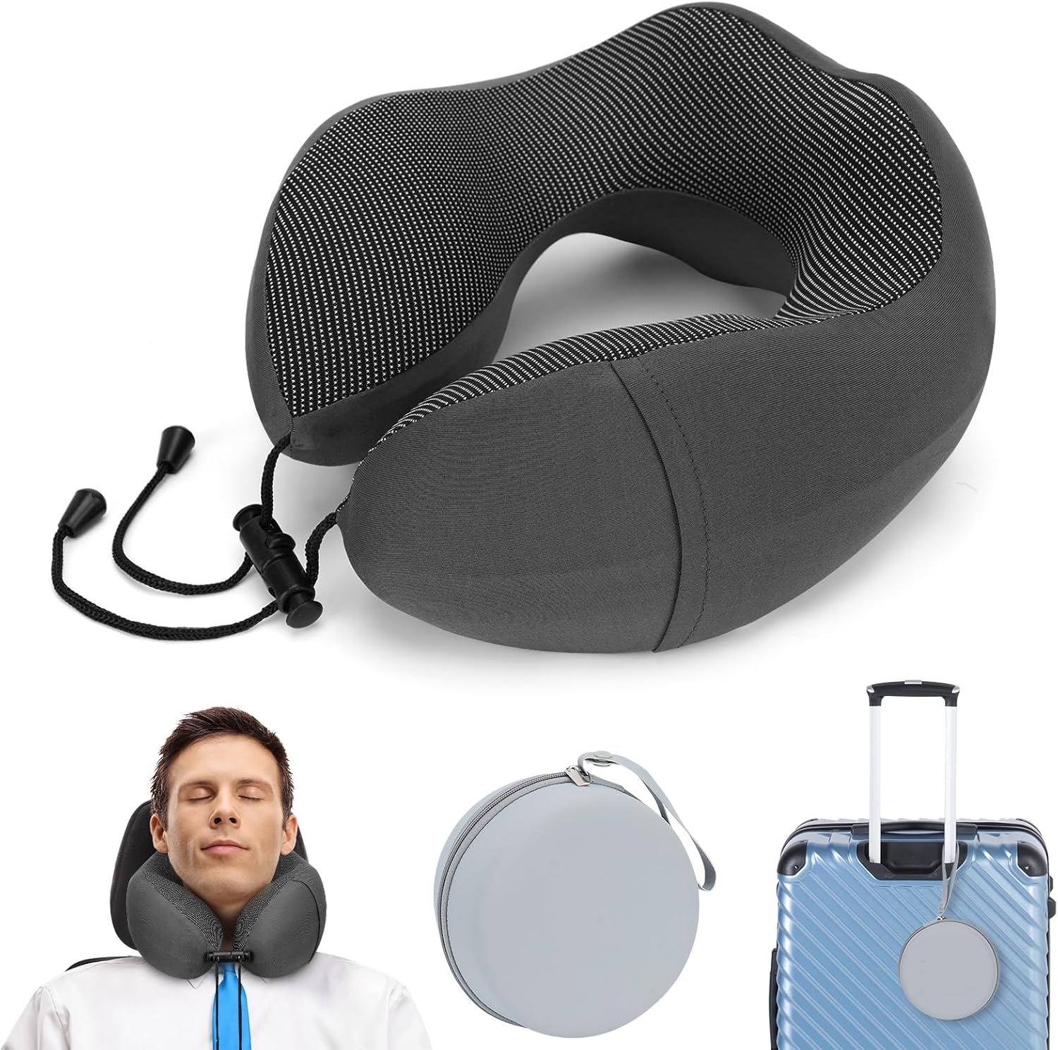 JMBNH Travel Pillow Memory Foam Neck Pillow for Airplane Car Use with Storage Box