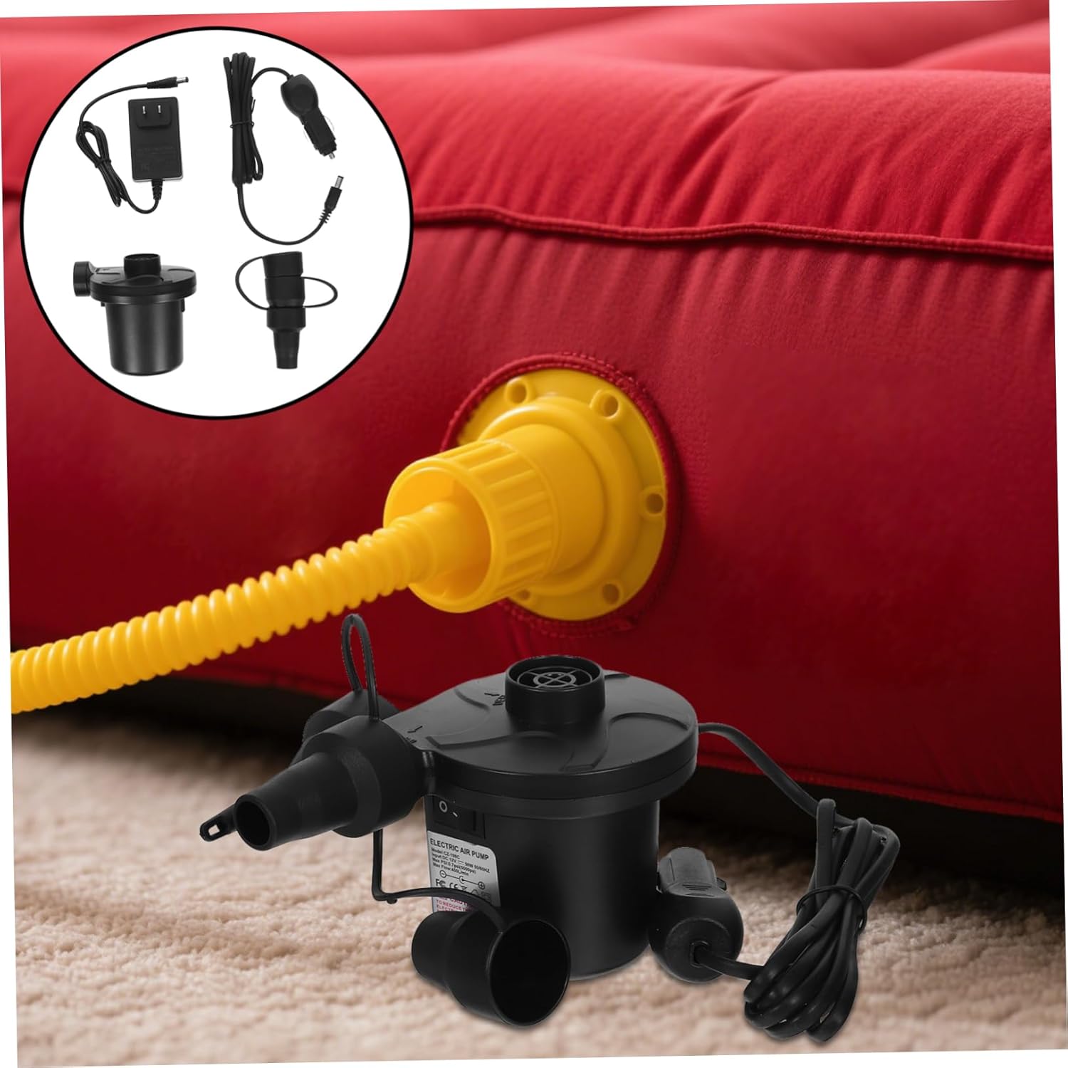 Charge Inflates in Second with Multi-NOzzle Electric Pump for Camping Travel More