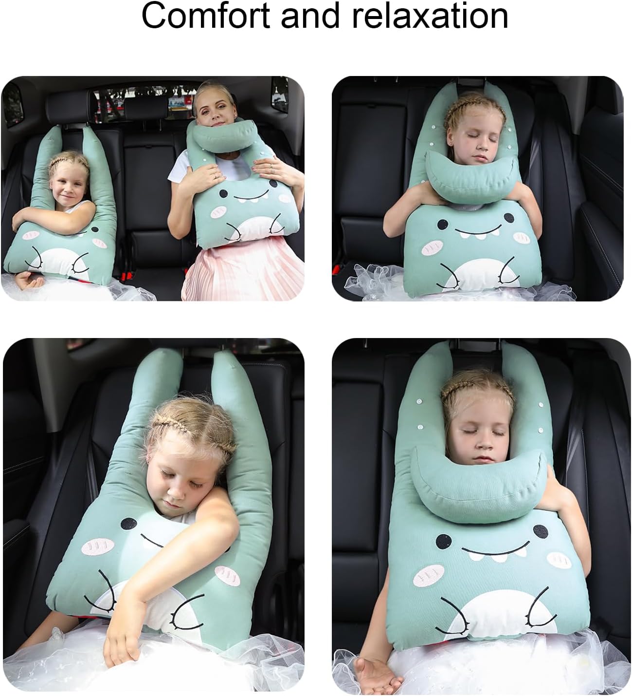 Long Huo U-Shaped Travel Pillow for Adults and Kids - Skin-Friendly Car Seat Pillow for Road Trips