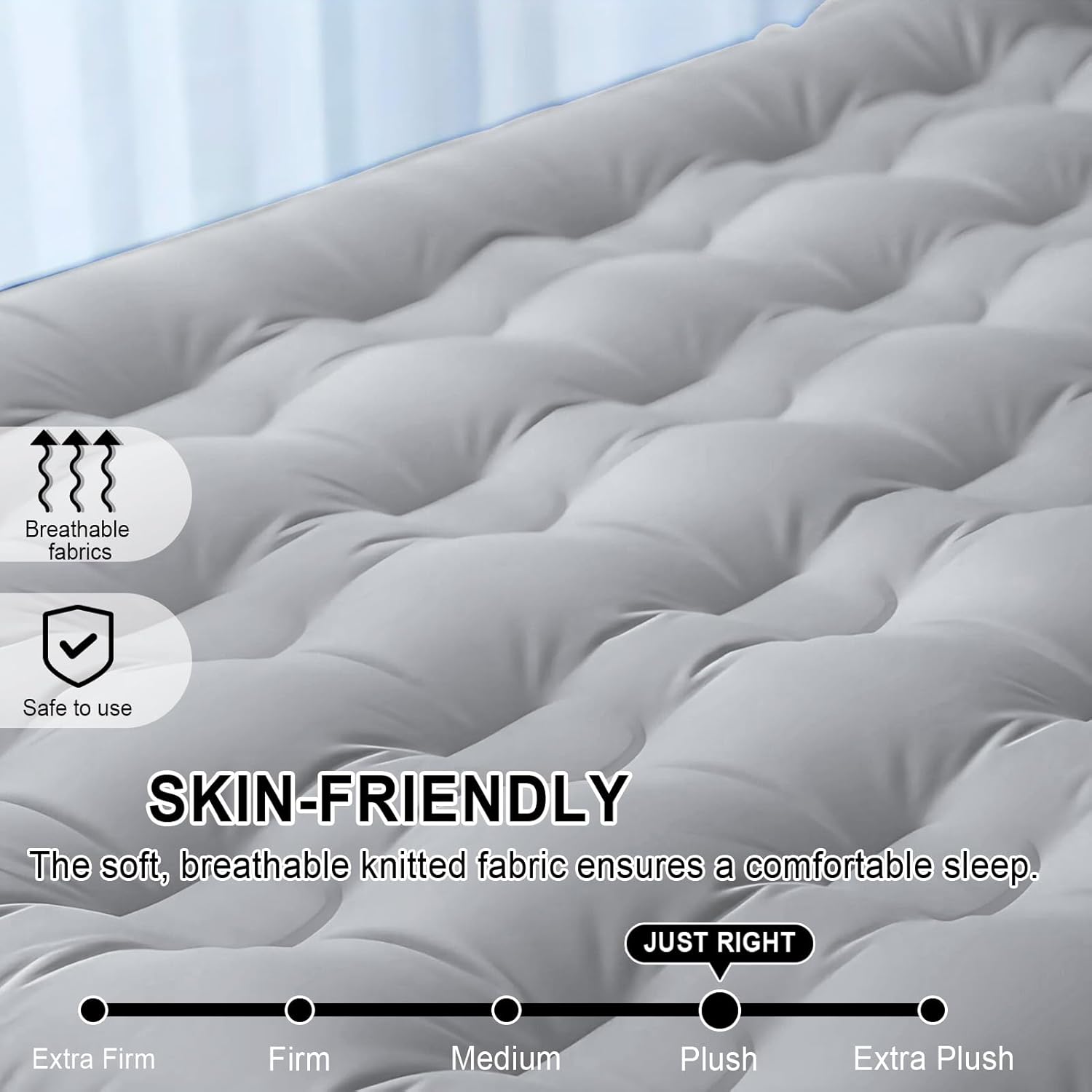 Luxury King Enjoyment - air bed with cooling premium pongee fabric triple-layered waterproofness and efficient pump