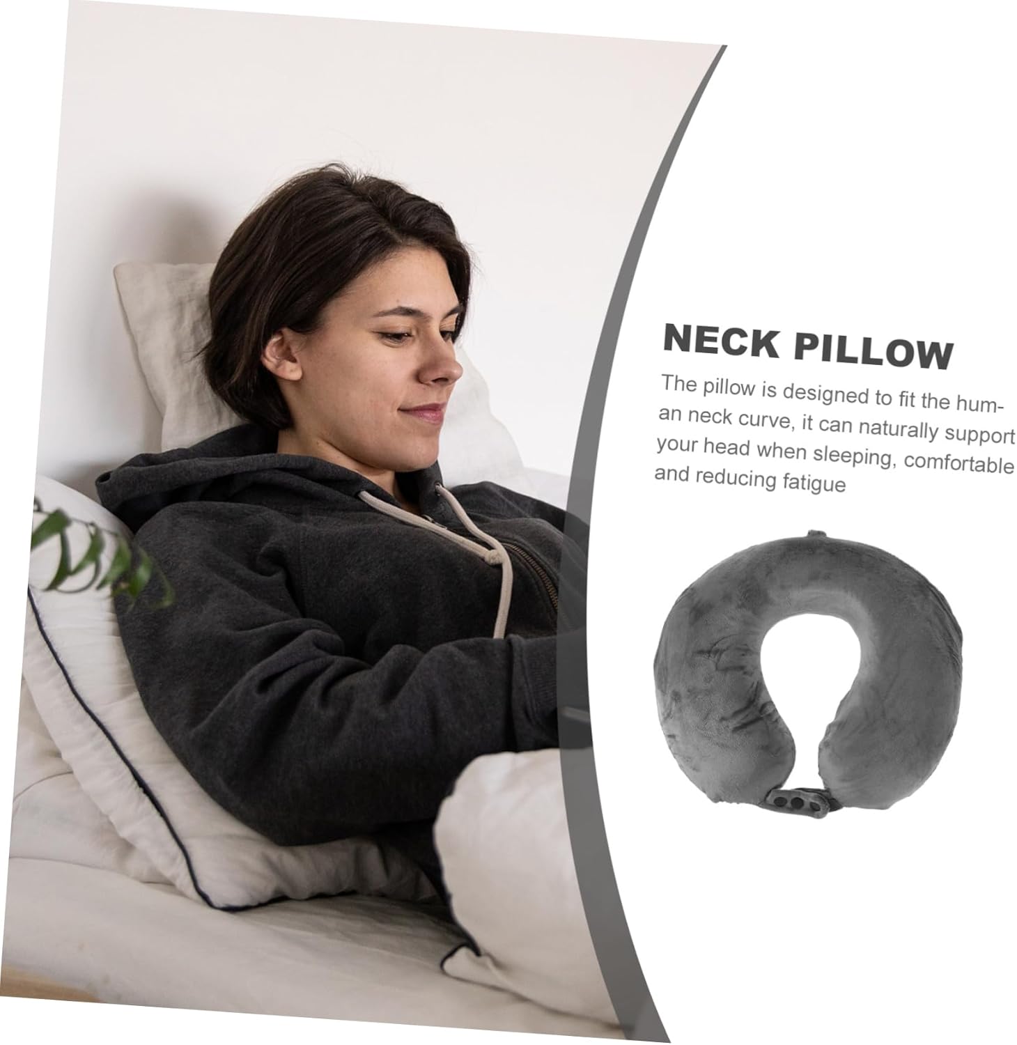 JEWEDECO U-shaped Memory Neck Pillow for Travel and Office Cervical Support