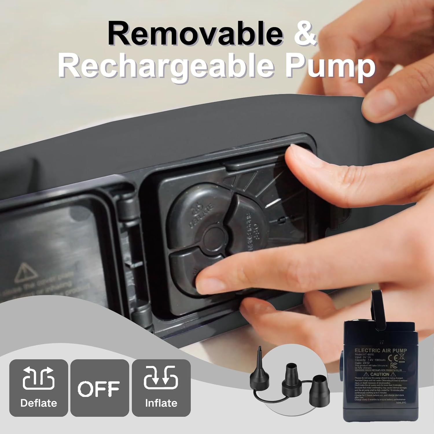 Thick Velvet Texture 18 Air Mattress with Built-In Pump for Camping Home