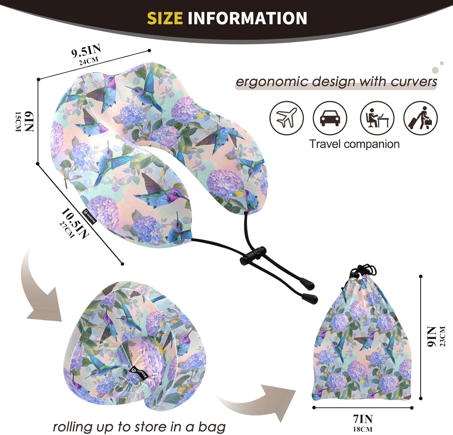 ALAZA Memory Foam Travel Neck Pillow - Washable Portable Memory Support for Airplanes Camping More