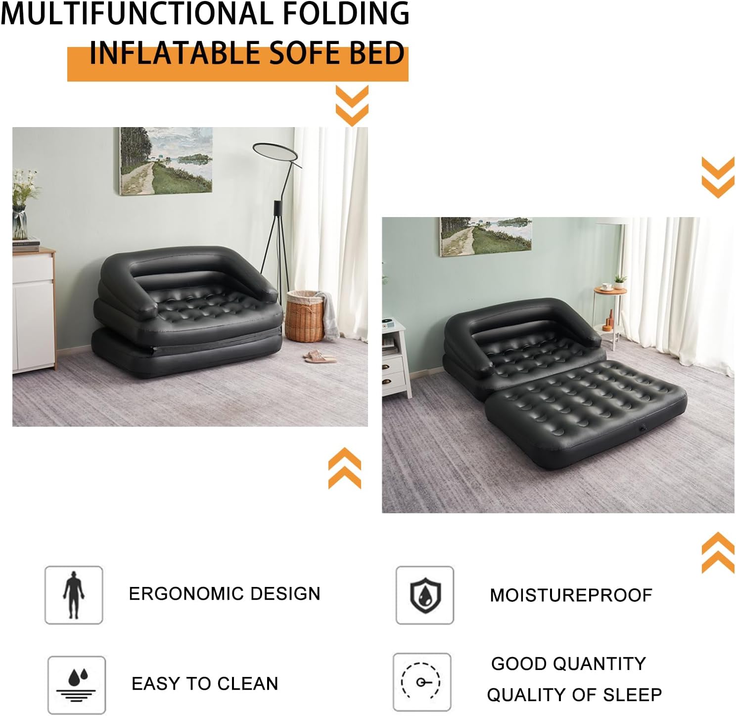 RAPTAVIS Inflatable Sofa Bed Full Size for Camping and Outdoor Use