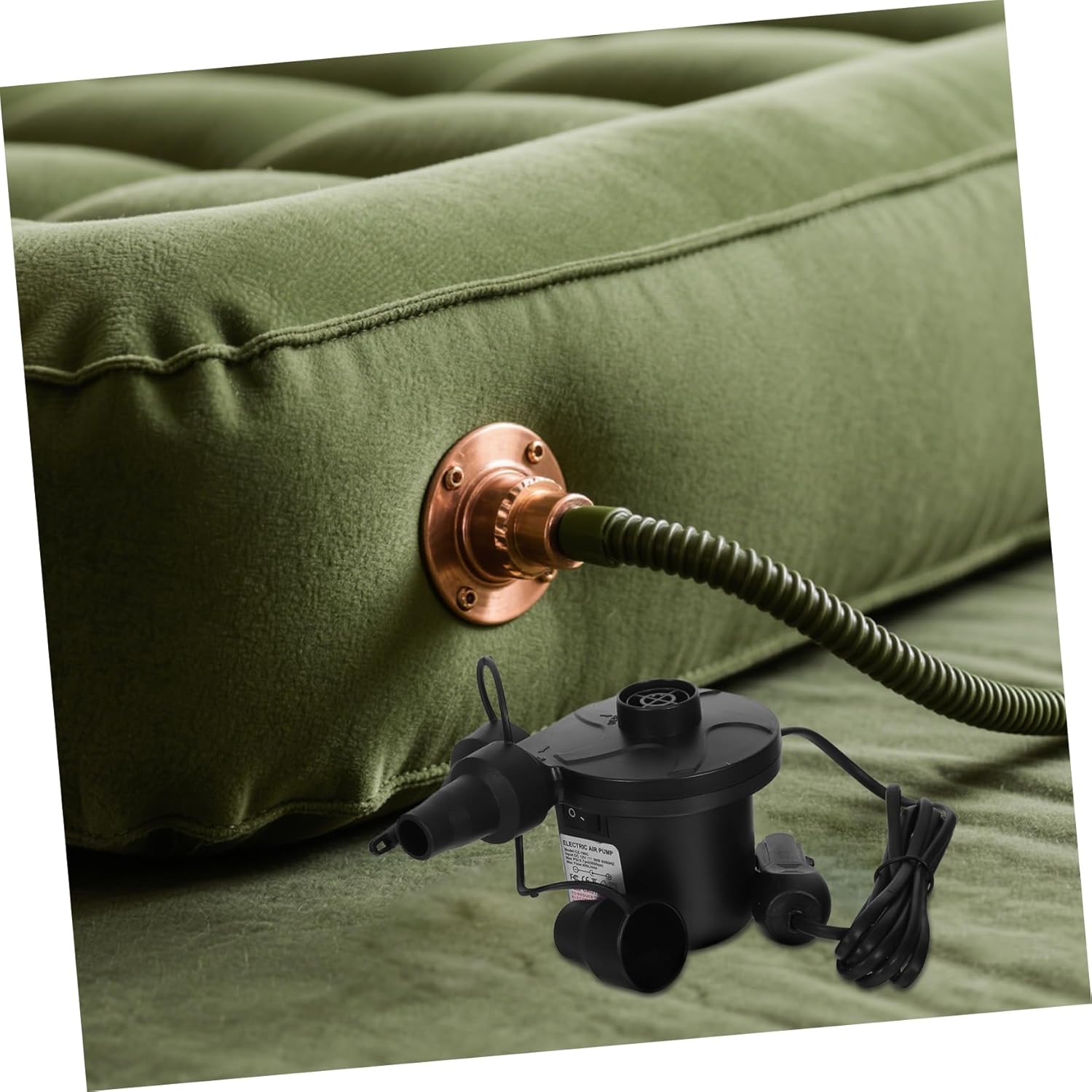 Zerodeko Compact Inflatable Mattress Inflator with Nozzles for Travel Pools Boats and Camping