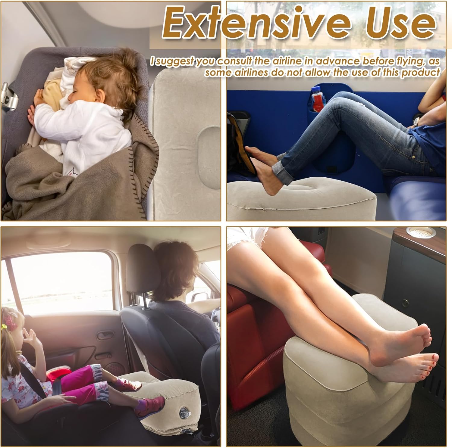 Falemusic Inflatable Travel Pillow Adjustable Height for Adults and Kids Perfect for Airplane Car and Office Use